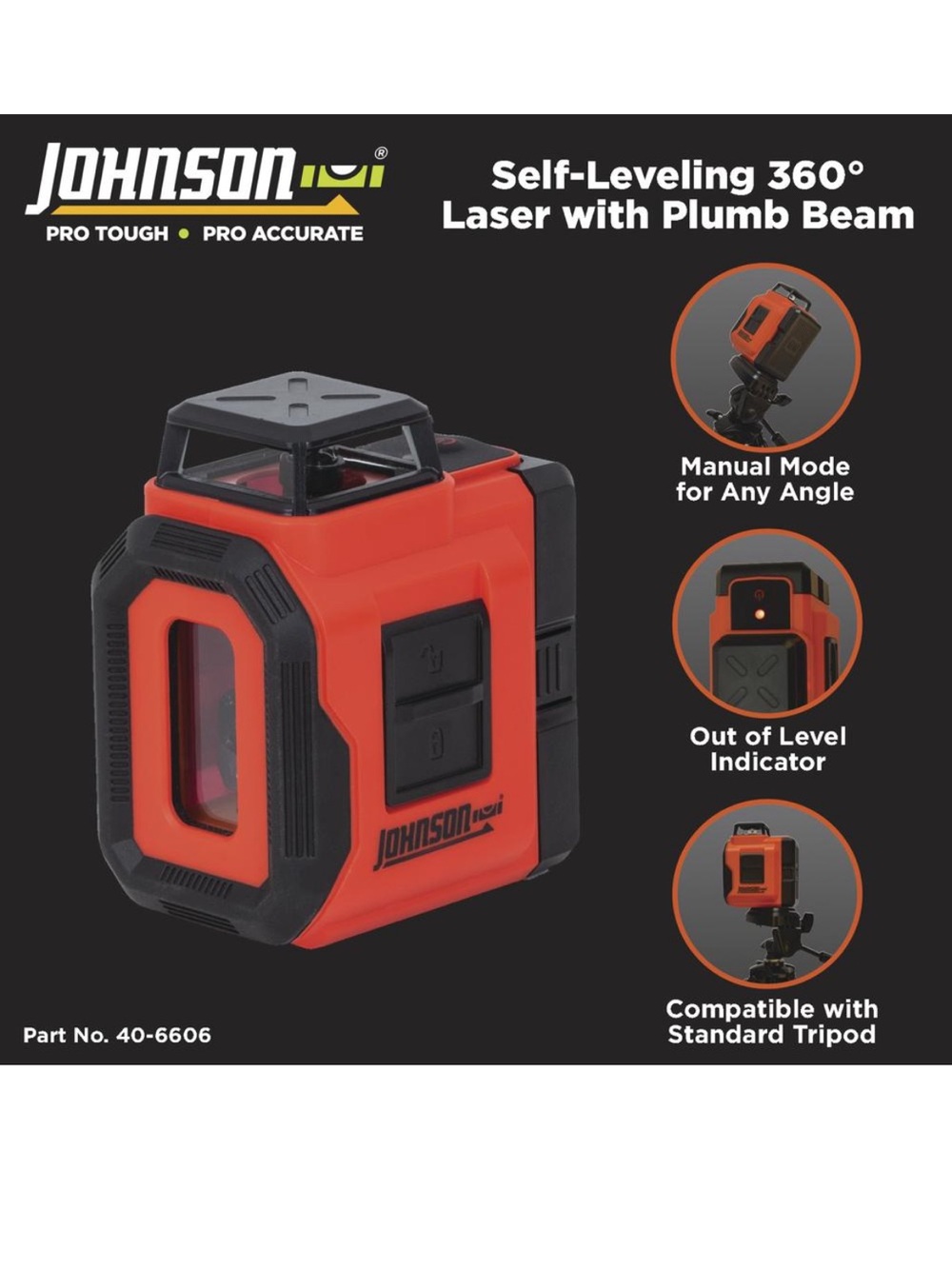 Johnson Self-Leveling 360° Laser with Plumb Beam - Orange & Black